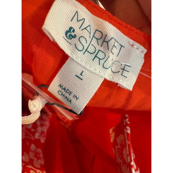 Market & Spruce Red Floral Sleeveless Dress Size Large – Summer Casual Midi - Picture 5 of 7